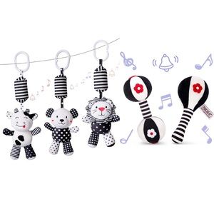 Soft Plush Rattle Toys Black & White High Contrast